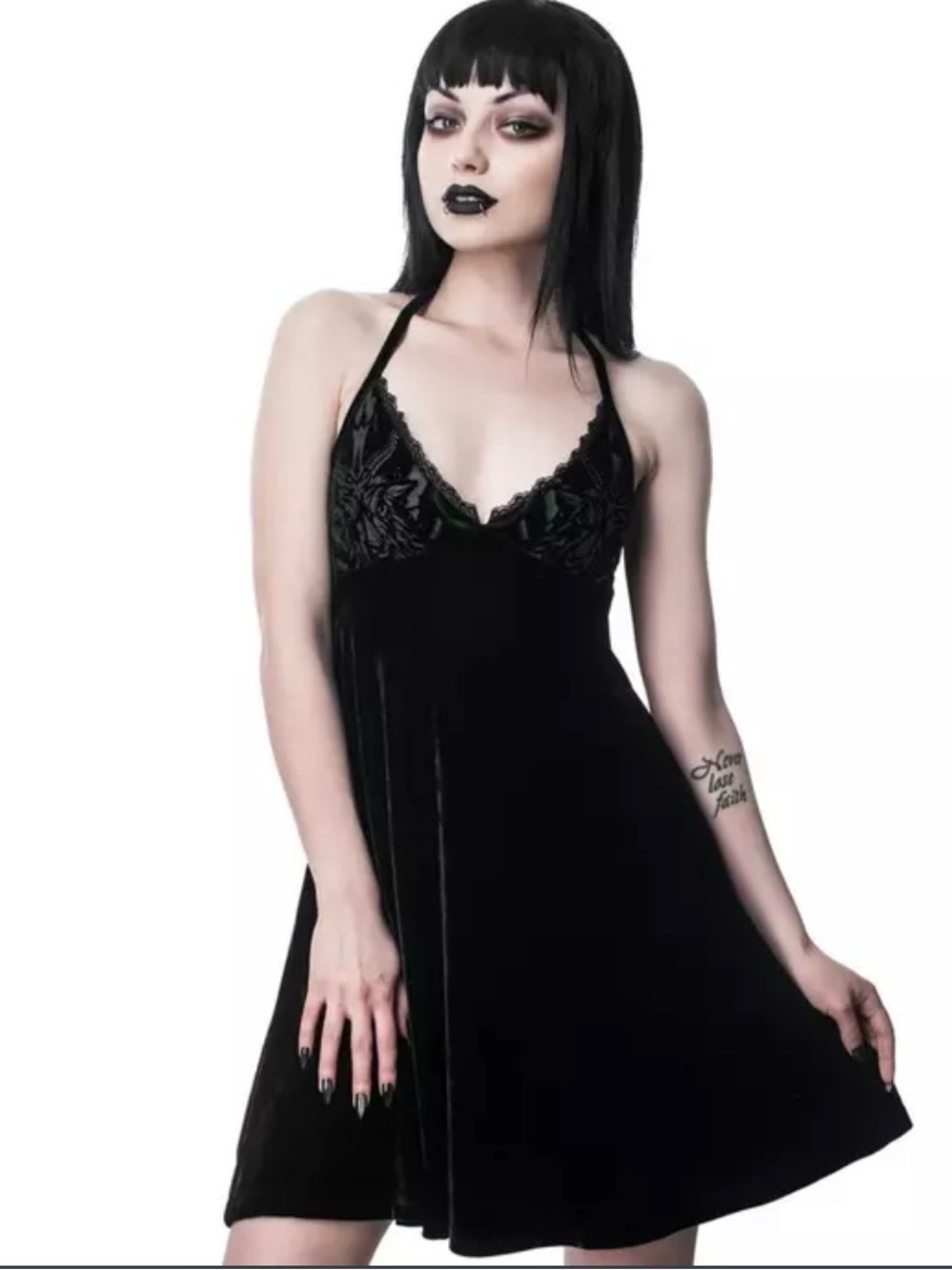 RARE Killstar Black Velvet Baphomet Halter Dress 2x